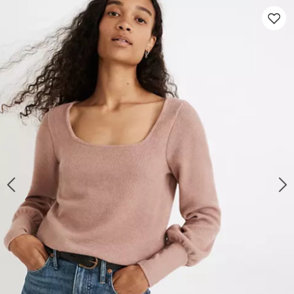 Madewell Pink Ottoman Rib Square-Neck Top